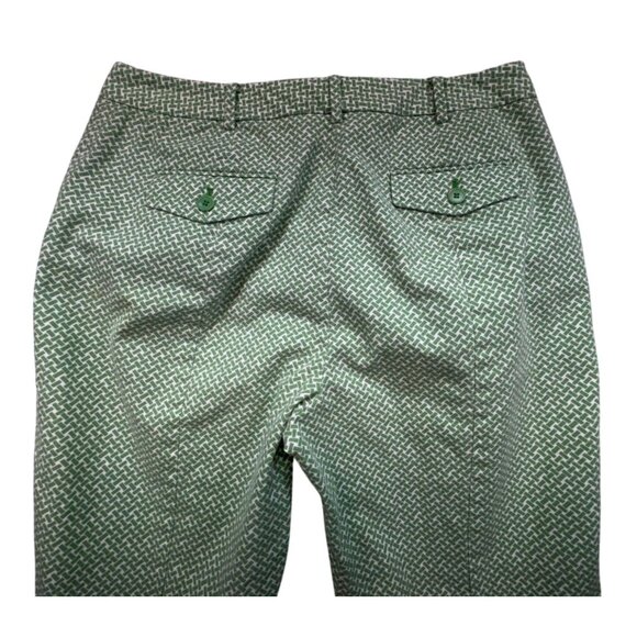 Talbots Womens Heritage Cropped Pants Size 10 Green & White Patterned Beachy - Picture 12 of 15